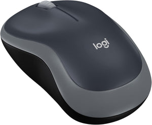 Logitech M185 Wireless Mouse, 2.4GHz with USB Mini Receiver, 12-Month Battery Life, 1000 DPI Optical Tracking, Ambidextrous, Compatible with PC, Mac, Laptop - Grey